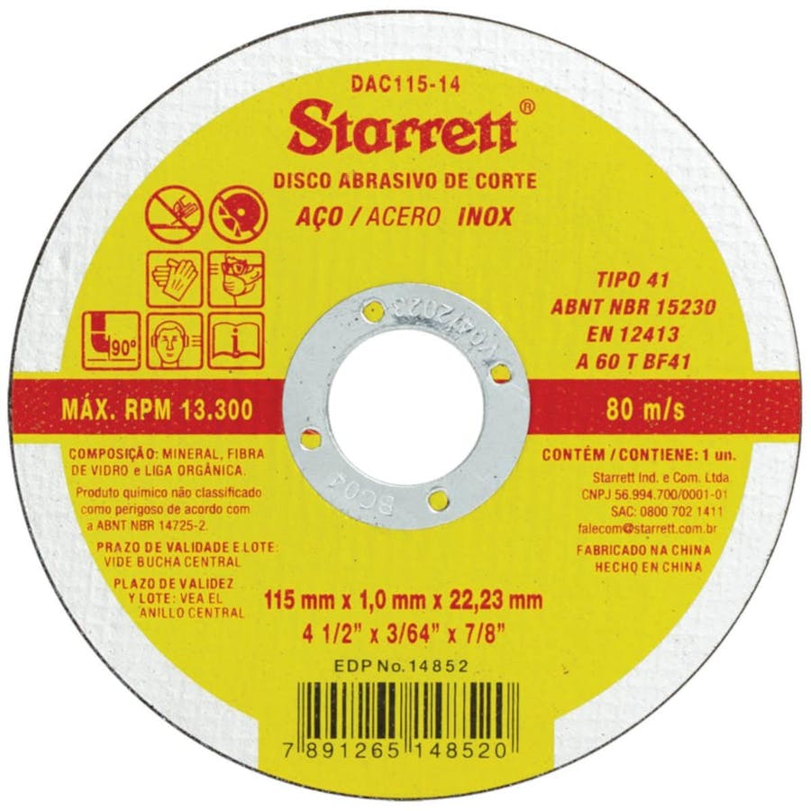 DISCO CORTE 4" 115,0 X 1,0 X 22,23 MM
