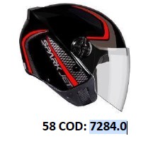 CAPACETE SPARK JET SPEED PRETO/VERMELHO N58