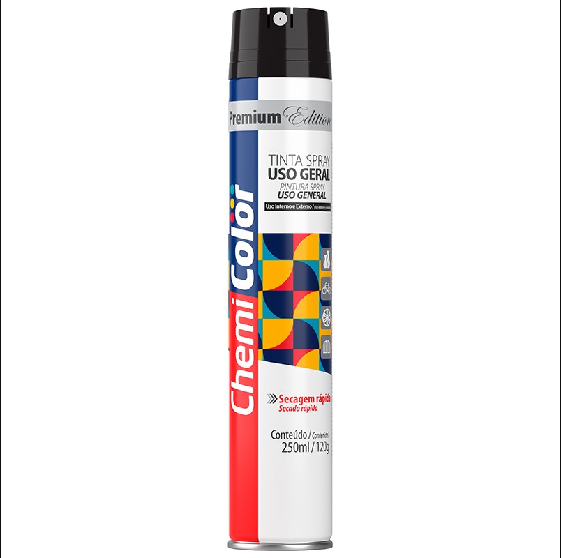 TINTA SPRAY PRETO BRILHANTE 250ML