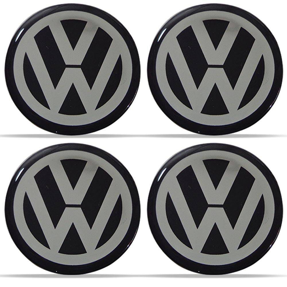 EMBLEMA CALOTA VW PRETO 48MM