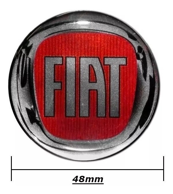 EMBLEMA CALOTA FIAT VERMELHO 48MM