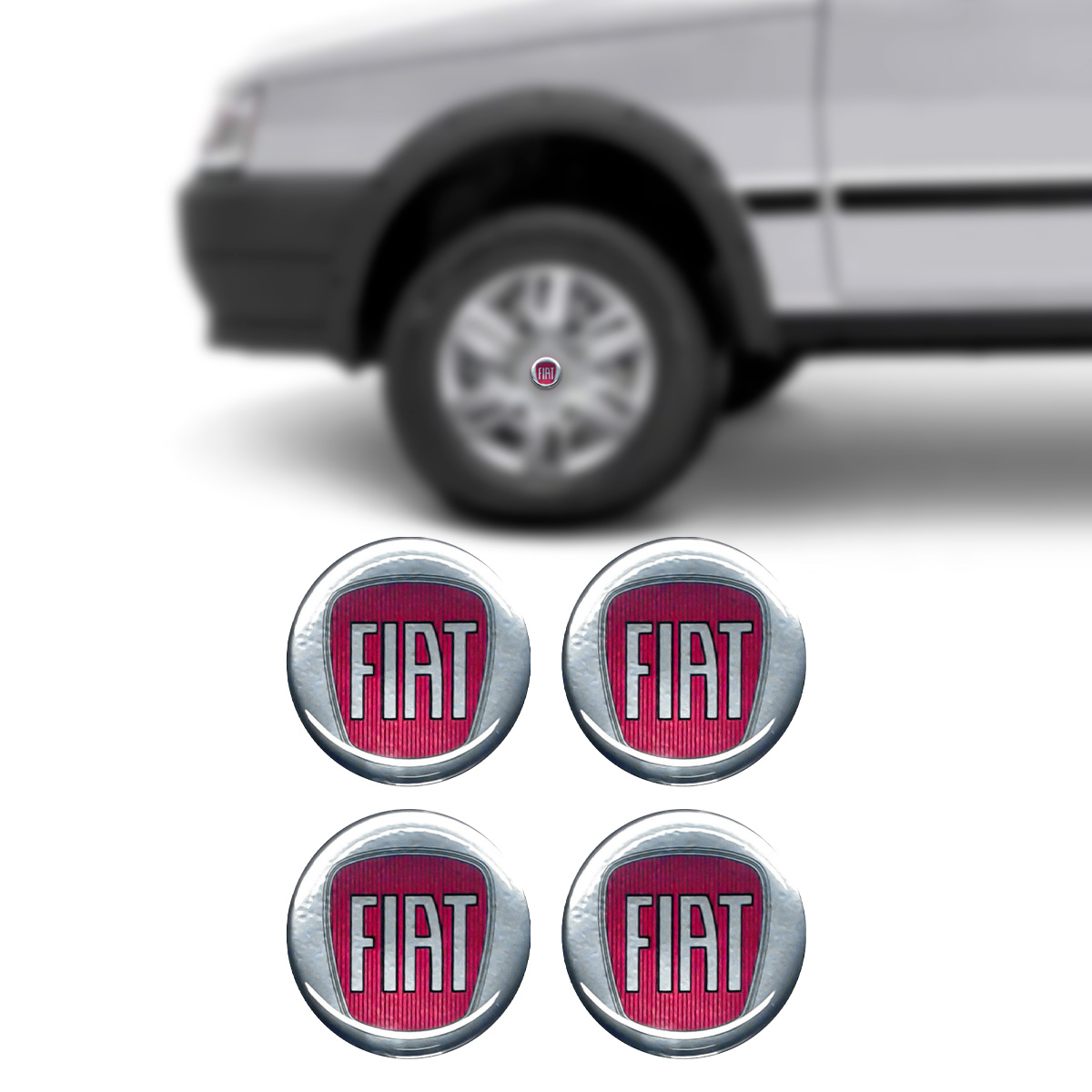 EMBLEMA CALOTA FIAT VERMELHO RESINADO 51MM