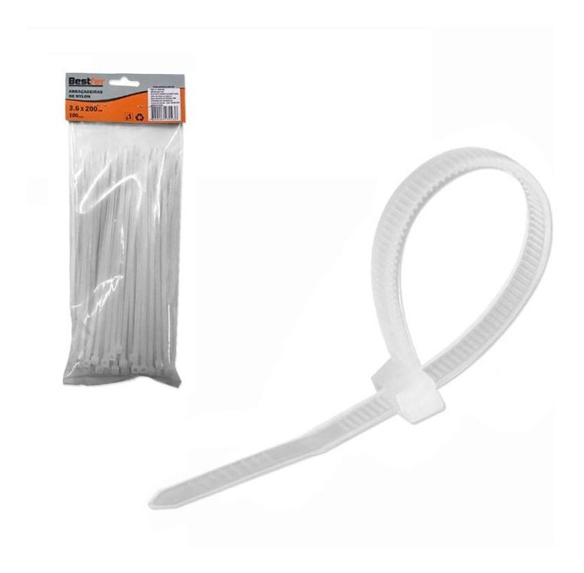 ABRACADEIRA NYLON BRANCA 140MM X 2,5MM