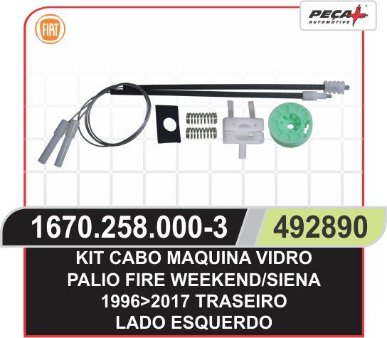 KIT CABO MAQUINA VIDRO TRASEIRA