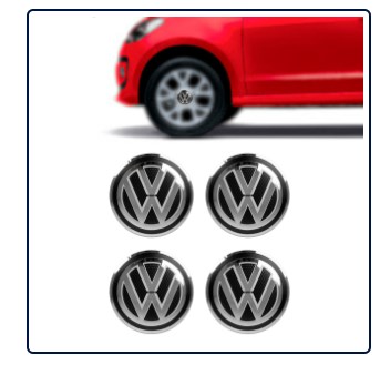 EMBLEMA CALOTA GOLD VW PRETO RESINADO 51MM